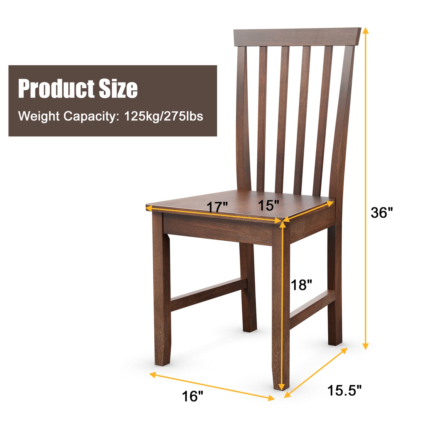 Topbuy Set of 4 Dining Chairs Wooden Kitchen Side Chair w/Solid Legs for Living Room Office