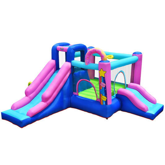 Topbuy Inflatable Bounce House Jumping Bounce Castle w/Dual Slides & Climbing Wall without 480-680W Air Blower