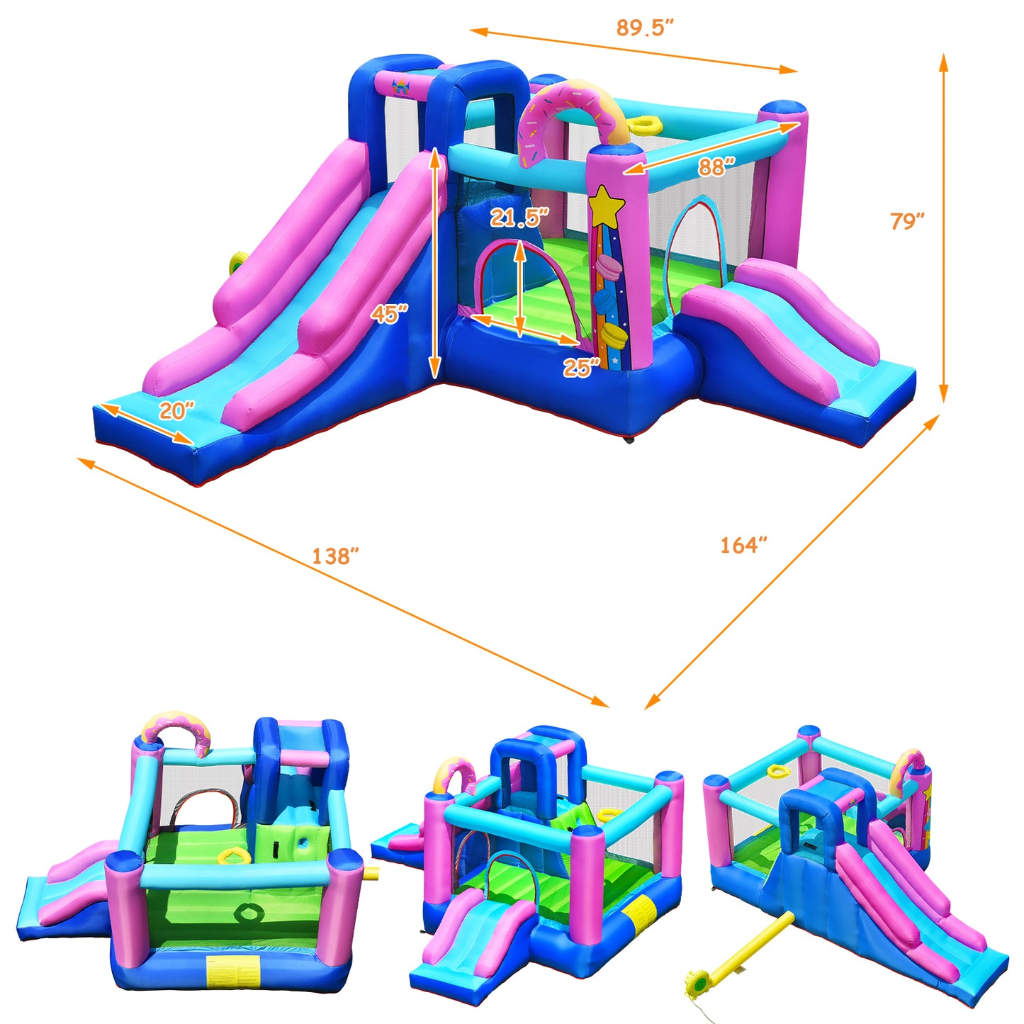 Topbuy Inflatable Bounce House Jumping Bounce Castle w/Dual Slides & Climbing Wall without 480-680W Air Blower