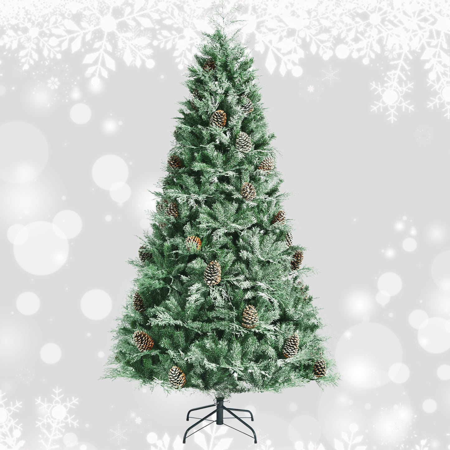 Topbuy 8 Ft Artificial Christmas Tree Mixed PE & PVC Xmas Tree Office and Party Festival Holiday Decor Green