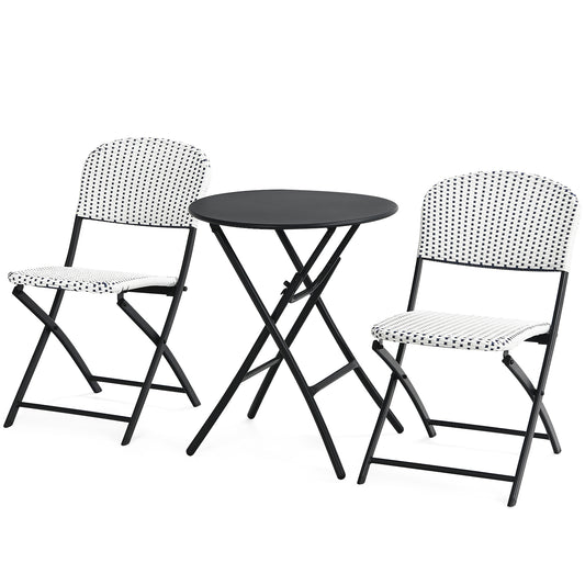 Patiojoy 3PCS Patio Rattan Furniture Set Outdoor Chairs & Coffee Table Wicker Bistro Table Set for Balcony Lawn Garden