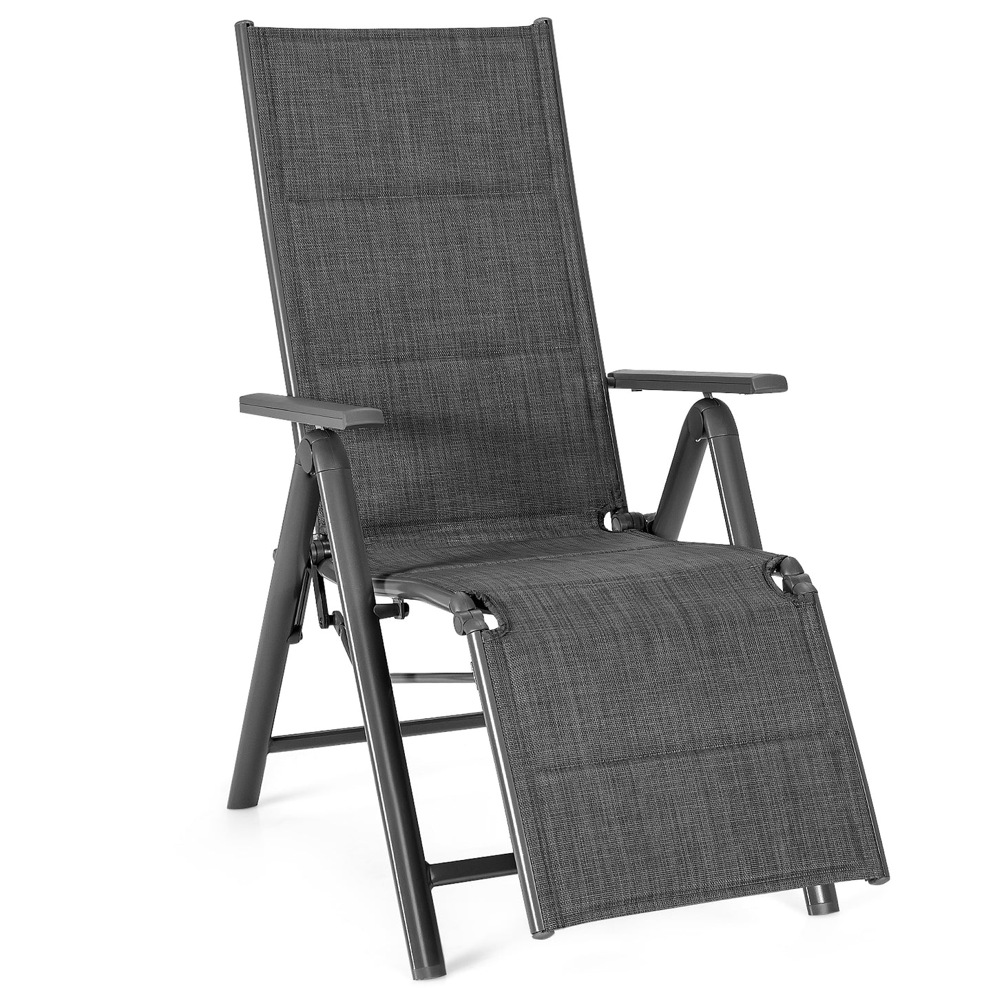 Patiojoy Outdoor Cotton-padded Lounge chair Portable Folding Lounge Chair w/7 Adjustable Positions