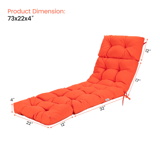 Topbuy Patio Chaise Lounge Cushion Recliner Quilted Thick Padded Seat Cushion w/Ties Orange/Navy/Beige/Gray