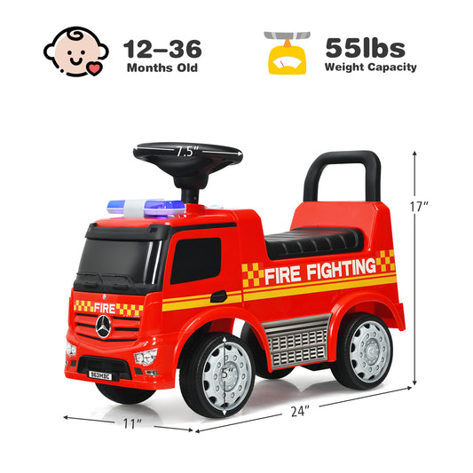 Topbuy Kids Ride On Car Fire Engine Licensed Mercedes Benz Scooter w/ Storage Space Indoor & Outdoor Use