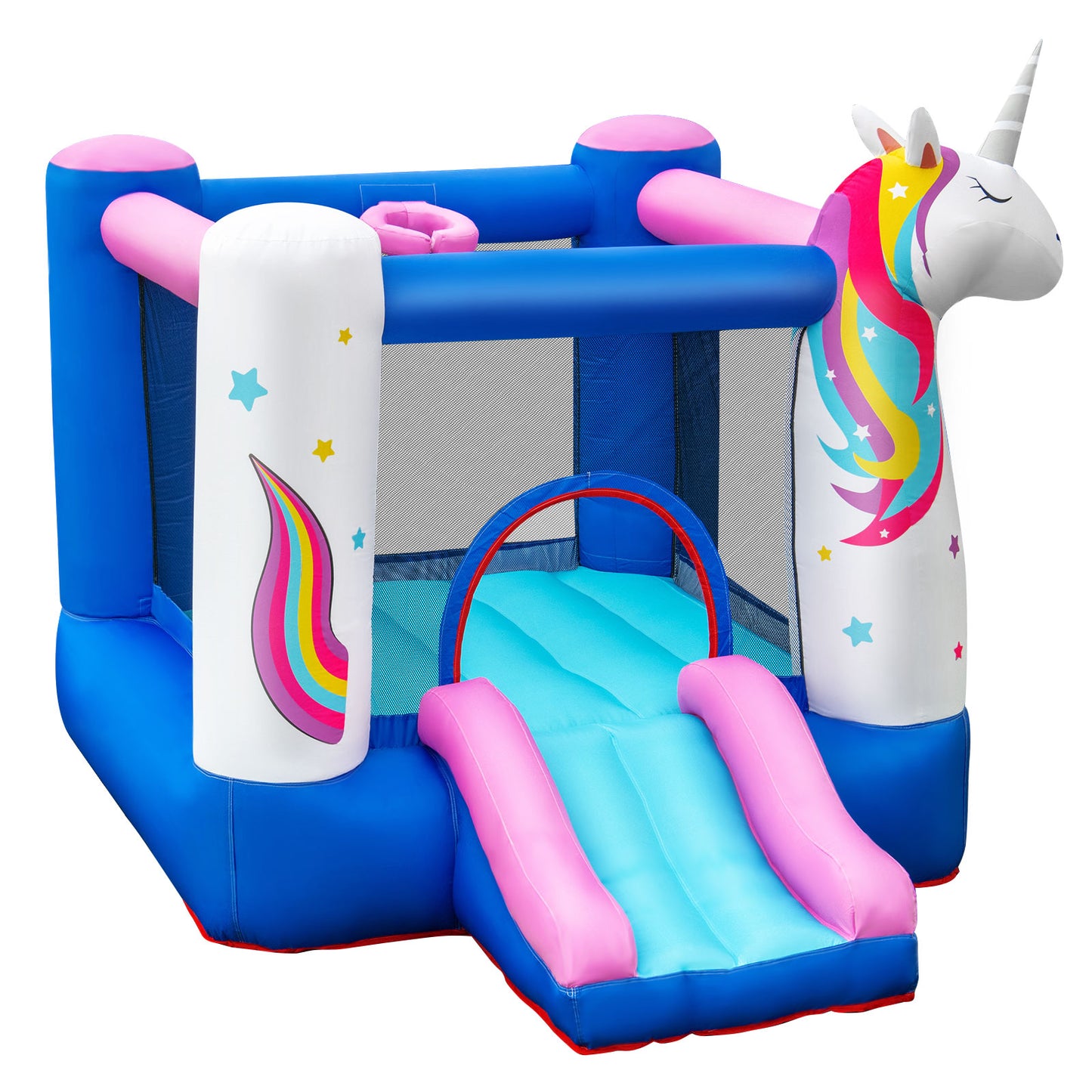 Topbuy Inflatable Bounce House Jumping Bounce Unicorn Theme Bouncy Castle without Blower