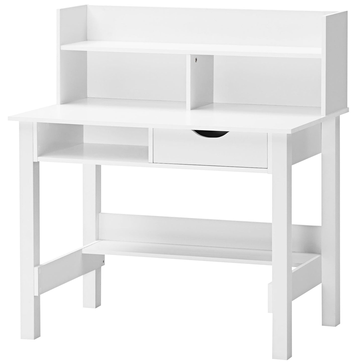 Topbuy Computer Desk Space-Saving Laptop Writing Table w/Shelf & Drawer for Home Office White