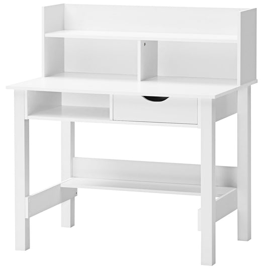 Topbuy Computer Desk Space-Saving Laptop Writing Table w/Shelf & Drawer for Home Office White