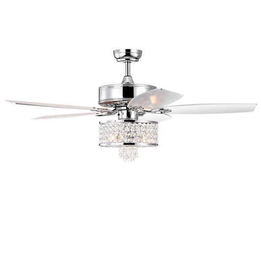 Topbuy 50'' Modern Chrystal Ceiling Fan w/Light & Remote Control for Dinning Room Bedroom