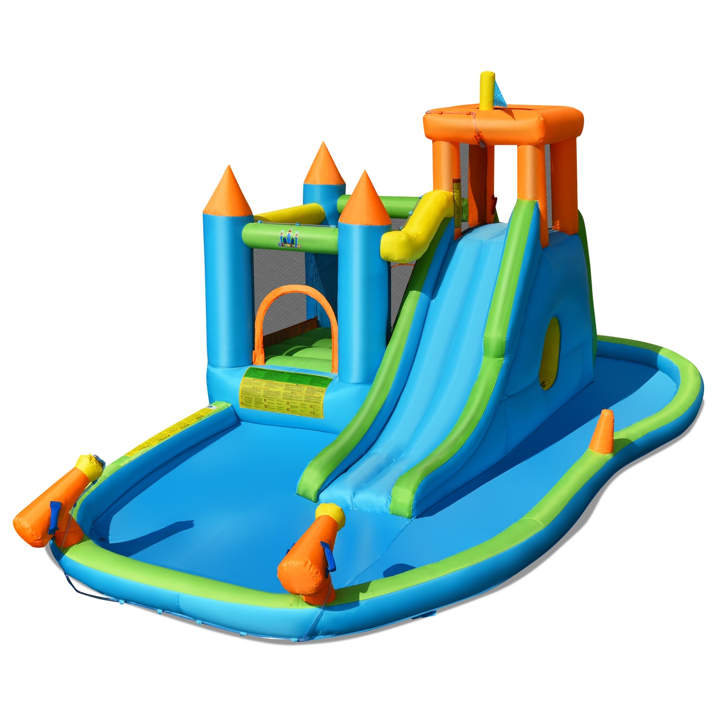 Topbuy Inflatable Bounce House Water Slide Kids Bouncer Splash Pool without Blower