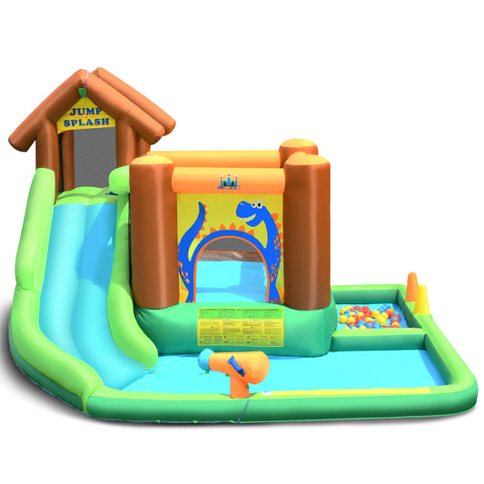 Topbuy Inflatable Waterslide Bounce House Kids 6 in 1 Water Slide Jumping Park without Blower