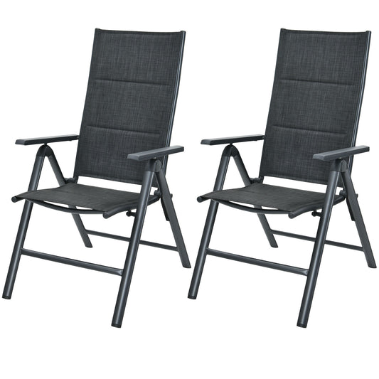 Patiojoy Set of 2 Patio Dining Chairs Adjustable Sling Back Chairs Folding Outdoor Chairs for Camping Garden