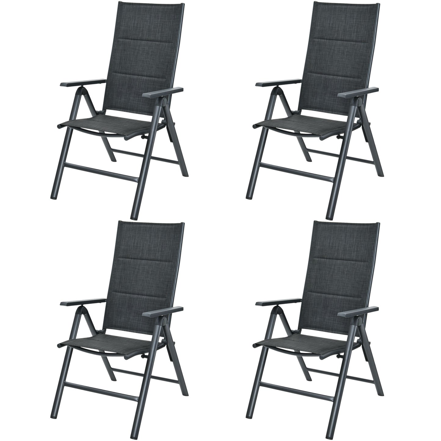 Patiojoy Set of 4 Patio Dining Chairs Adjustable Sling Back Chairs Folding Outdoor Chairs for Camping Garden