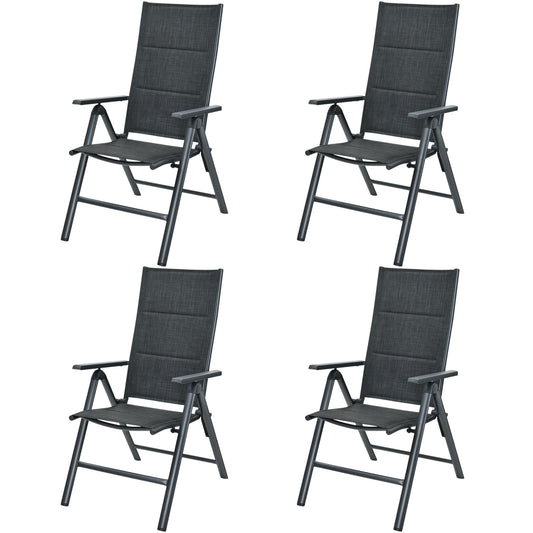 Patiojoy Set of 4 Patio Dining Chairs Adjustable Sling Back Chairs Folding Outdoor Chairs for Camping Garden