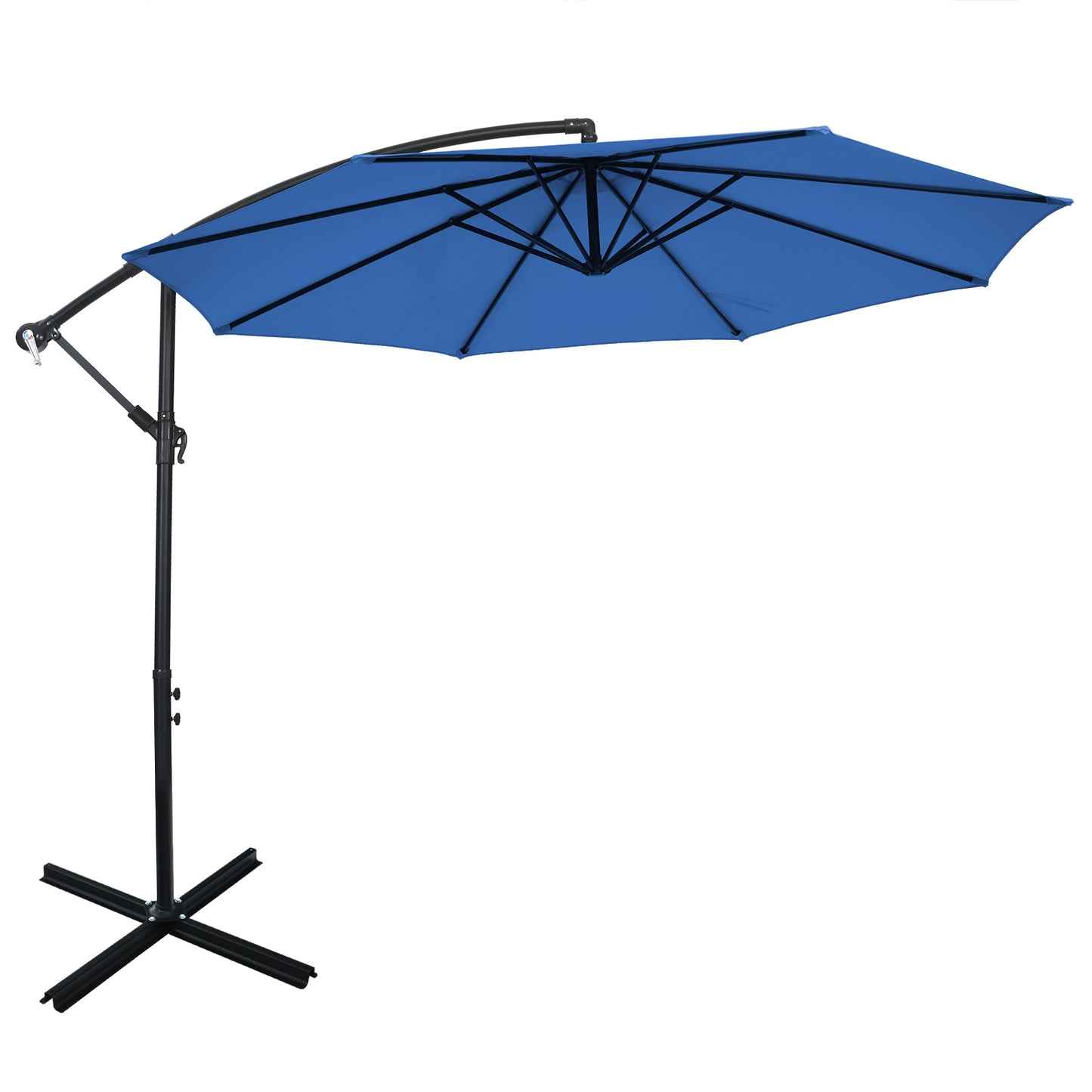 Patiojoy 10FT Patio Offset Umbrella 8 Ribs Cantilever Umbrella w/Crank for Poolside Yard Lawn Garden Coffee/Beige/Navy/Orange/Red/Gray