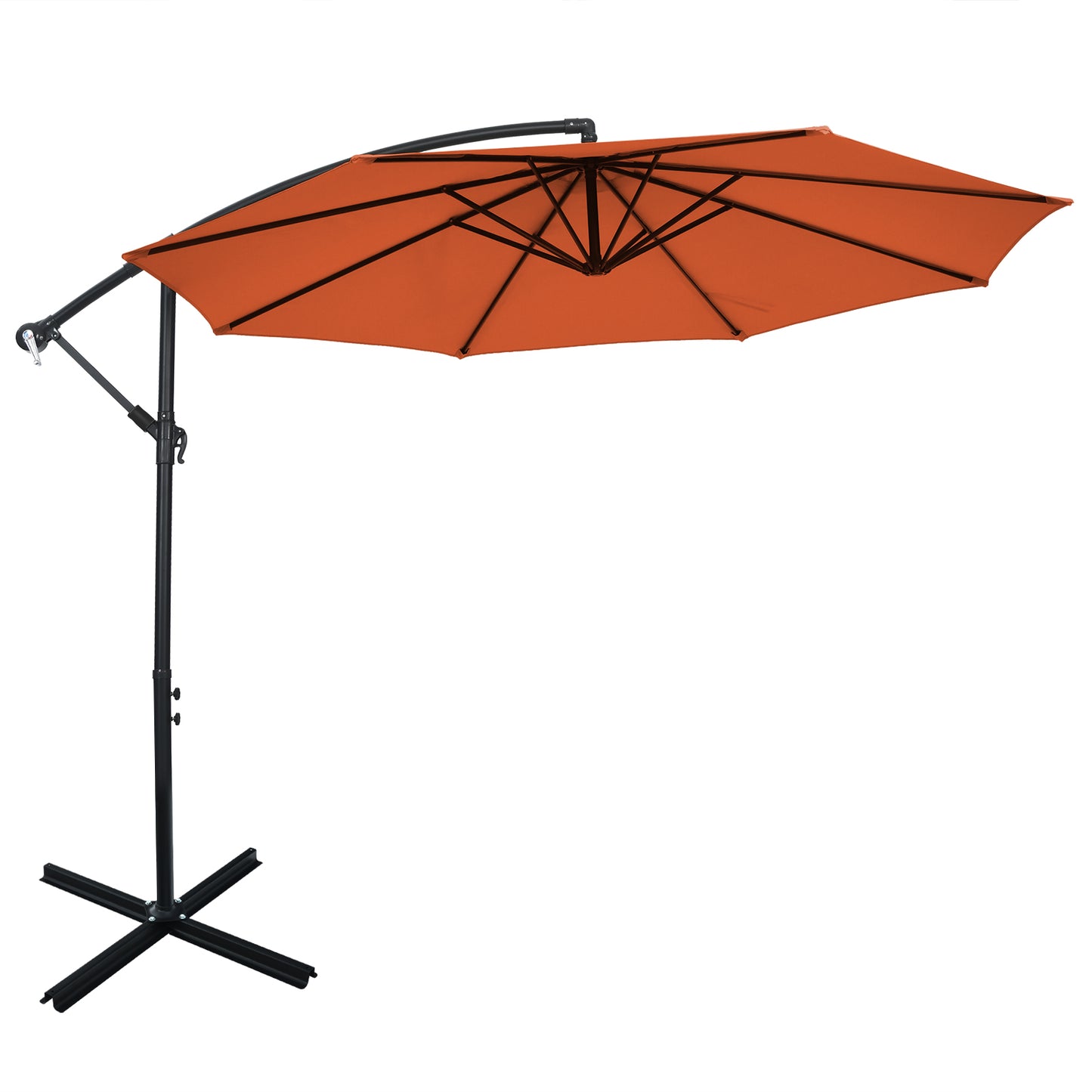 Patiojoy 10FT Patio Offset Umbrella 8 Ribs Cantilever Umbrella w/Crank for Poolside Yard Lawn Garden Coffee/Beige/Navy/Orange/Red/Gray