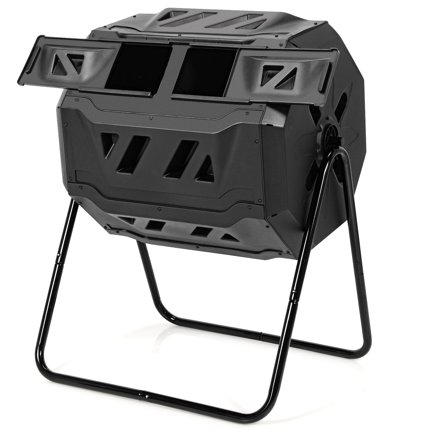 Topbuy Tumbling Composter Dual Rotating Batch Compost Bin 40 Gallon Black