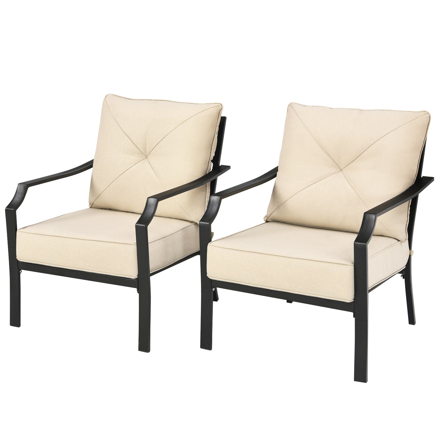 Patiojoy Set of 2 Patio Dining Chairs Outdoor Armchairs w/Padded Cushions for Backyard Garden Balcony