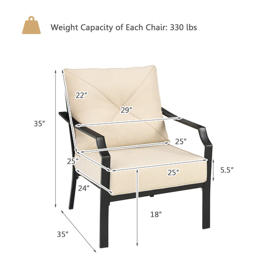 Patiojoy Set of 2 Patio Dining Chairs Outdoor Armchairs w/Padded Cushions for Backyard Garden Balcony