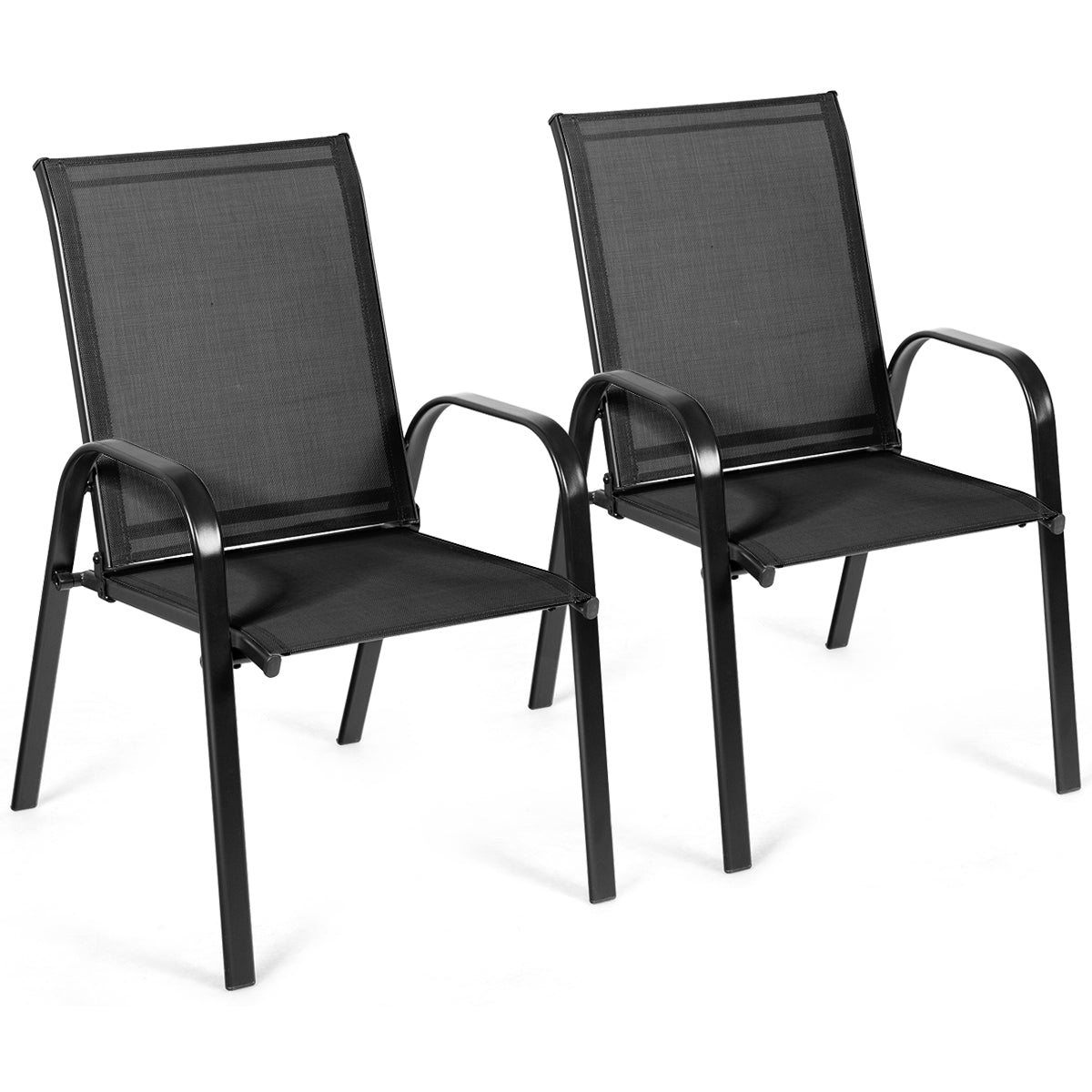 Patiojoy 2-Piece Patio Chairs Camping Garden Chairs with Armrest &Backrest Coffee/Brown/Black/Mix Gray