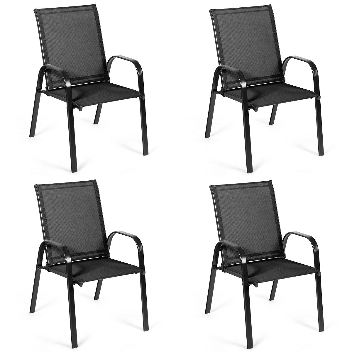 Patiojoy 4-Piece Patio Chairs Camping Garden Chairs with Armrest &Backrest Brown/Coffee/Black/Mix Gray