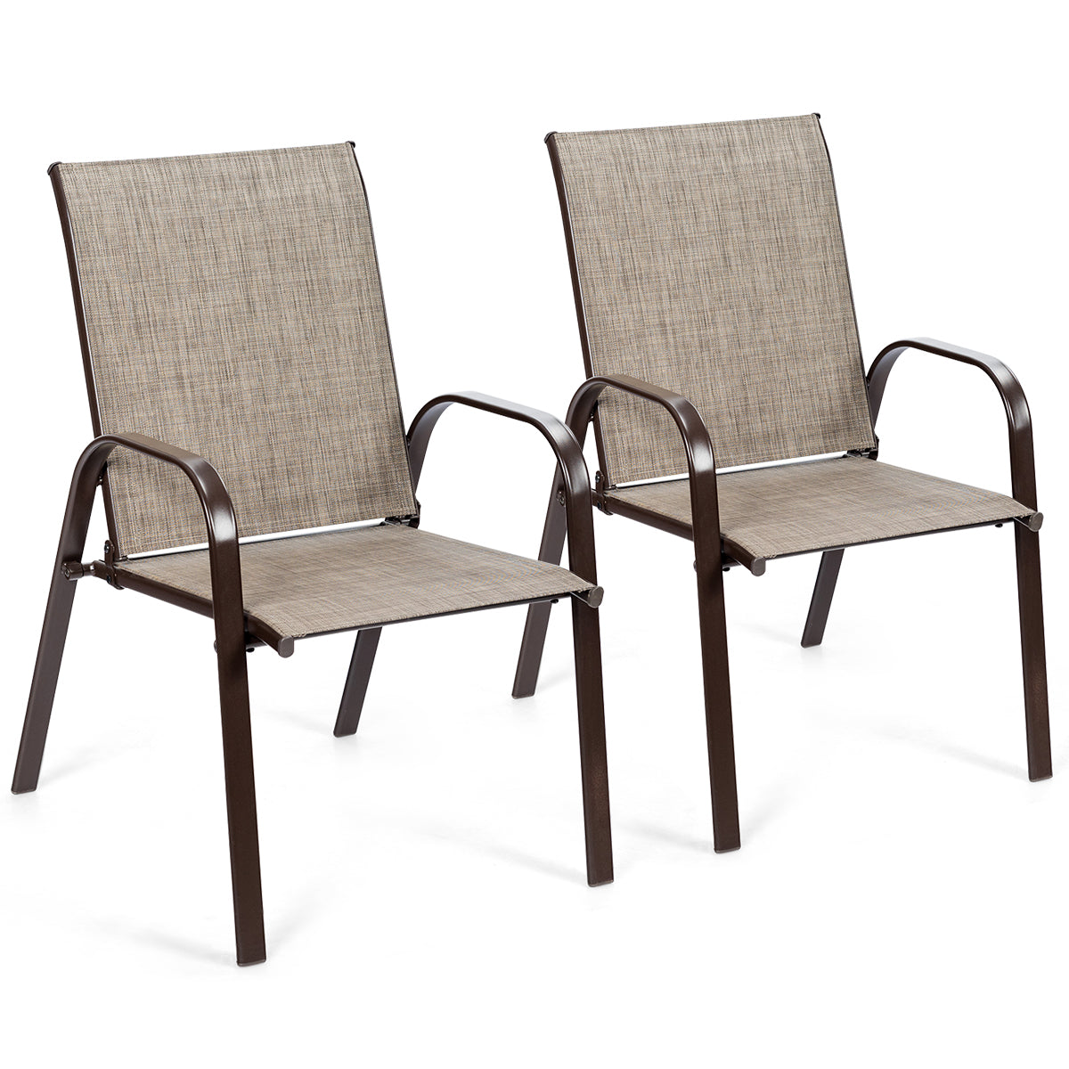 Patiojoy 2-Piece Patio Chairs Camping Garden Chairs with Armrest &Backrest Coffee/Brown/Black/Mix Gray