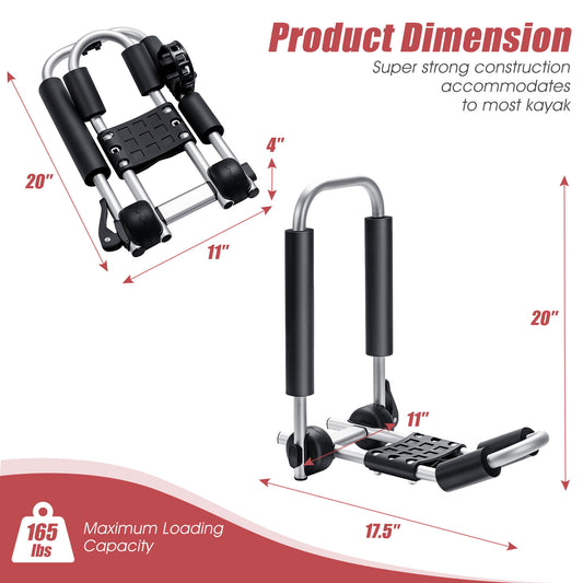 Patiojoy J-Bar Kayak Roof Rack Angle-adjustment Car Top Carrier on SUV & RV for Surfboard Kayak Canoe