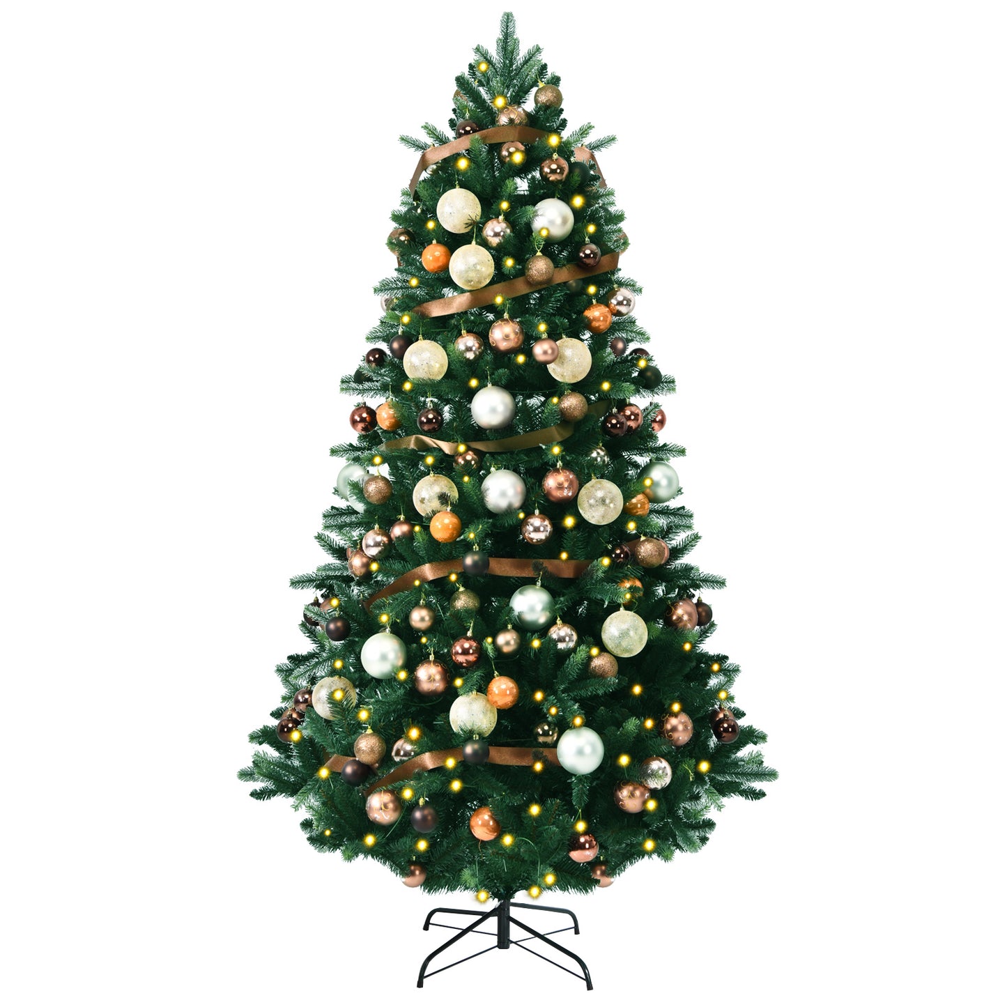 Topbuy 7.5FT Artificial Christmas Tree with 250 LED Lights Pre-Lit Hinged Xmas Tree with 1242 Branch Tips