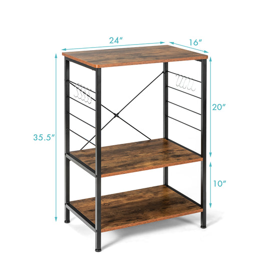 Topbuy Kitchen Baker's Rack 3-Tier Microwave Stand Utility Storage Shelf Coffee