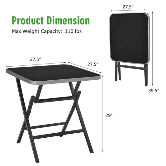 Patiojoy Folding Dining Table Patio Portable Patio Bistro Table w/Tempered Glass Tabletop Suitable for Indoor & Outdoor