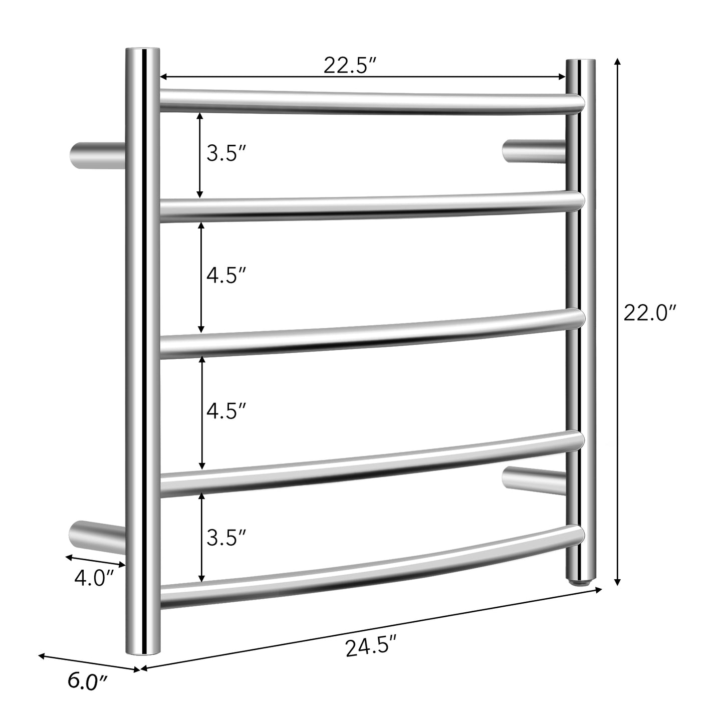 Topbuy Electric Heated Towel Warmer Rack Wall Mounted Curve Drying Rack Suitable for Bathroom Kitchen