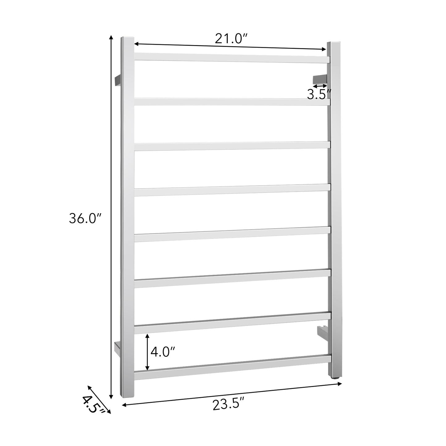 Topbuy Electric Heated Towel Warmer Rack Wall Mounted Drying Rack w/8 Square Bars