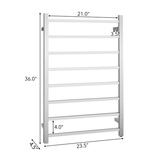 Topbuy Electric Heated Towel Warmer Rack Wall Mounted Drying Rack w/8 Square Bars