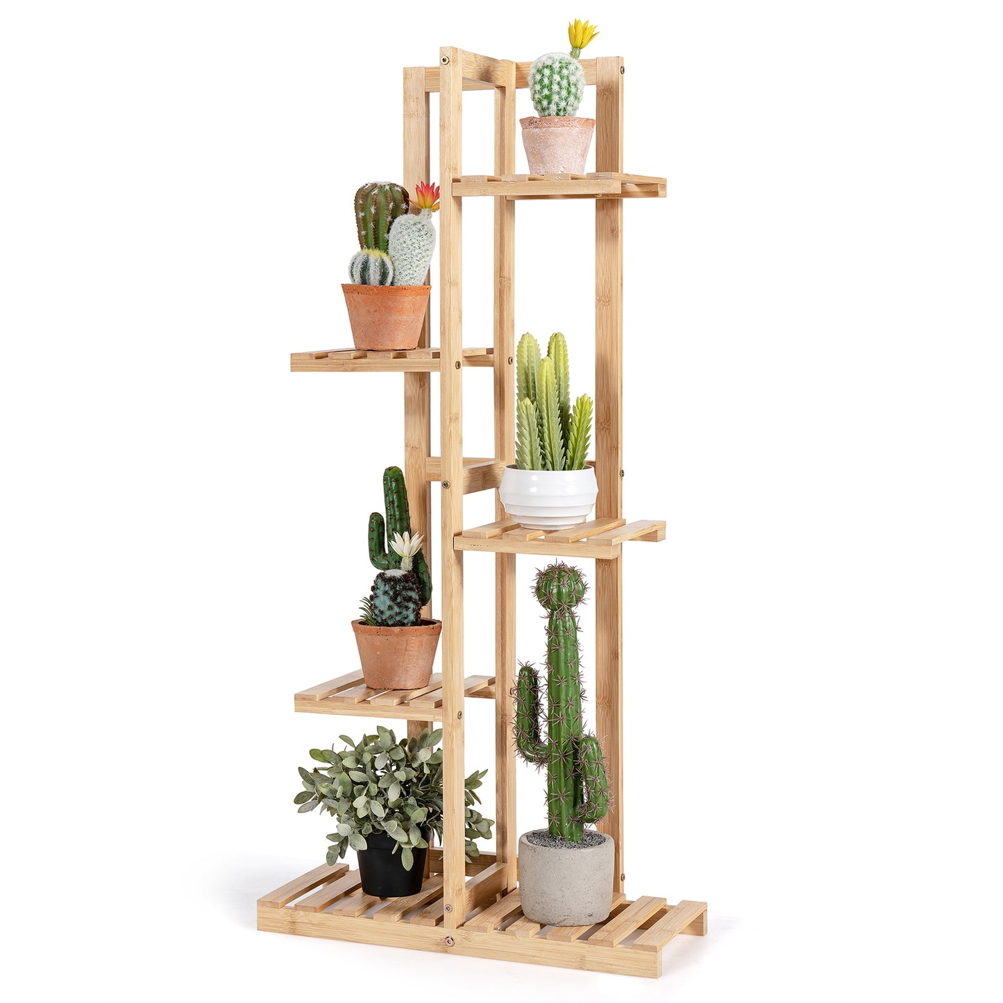 Topbuy 5 Tier Wood Plant Stand Multiple Tier Flower Shelf Plant Display Holder for Balcony Living Room Yard