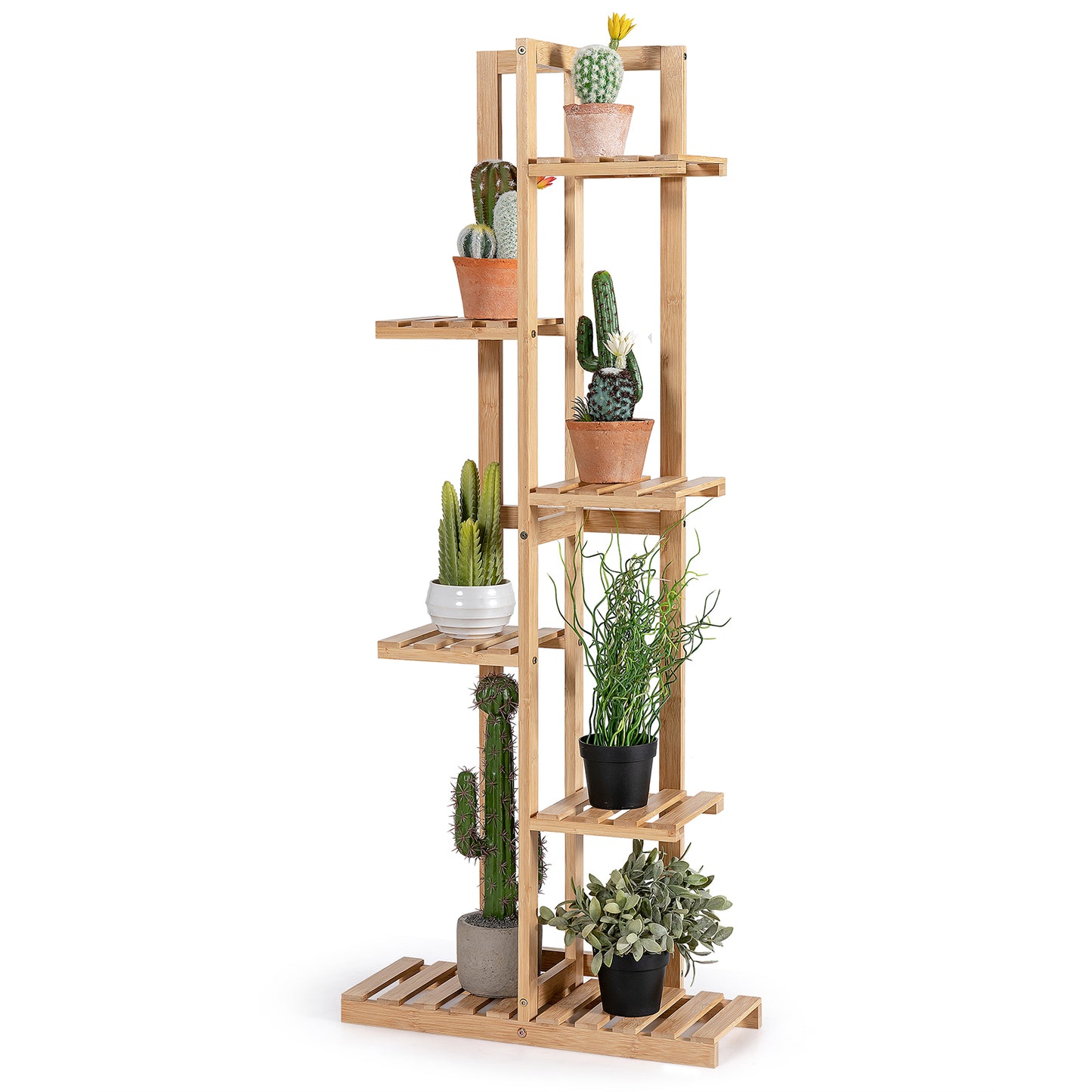 Topbuy 6 Tier Wood Plant Stand Multiple Tier Flower Shelf Plant Display Holder for Balcony Living Room Yard