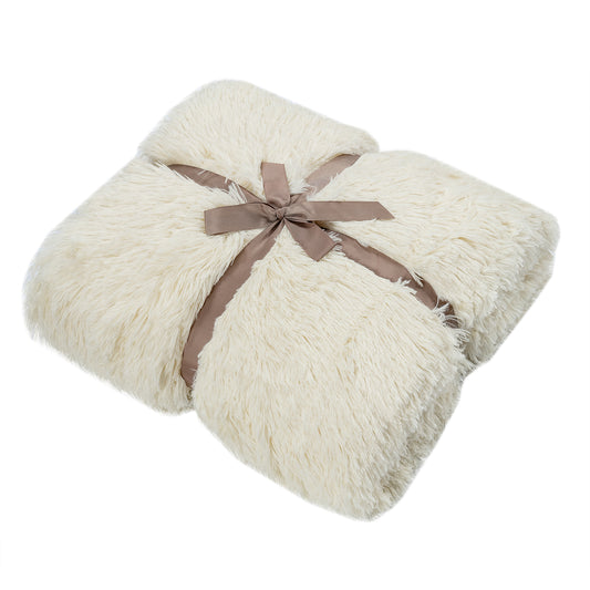 Topbuy Throw Blanket Thick Fuzzy Warm Soft Blanket and Throw for Sofa Bed Beige