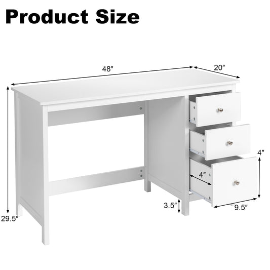 Topbuy Computer Desk Writing Table w/3 Drawers Workstation for Home Office White/Black