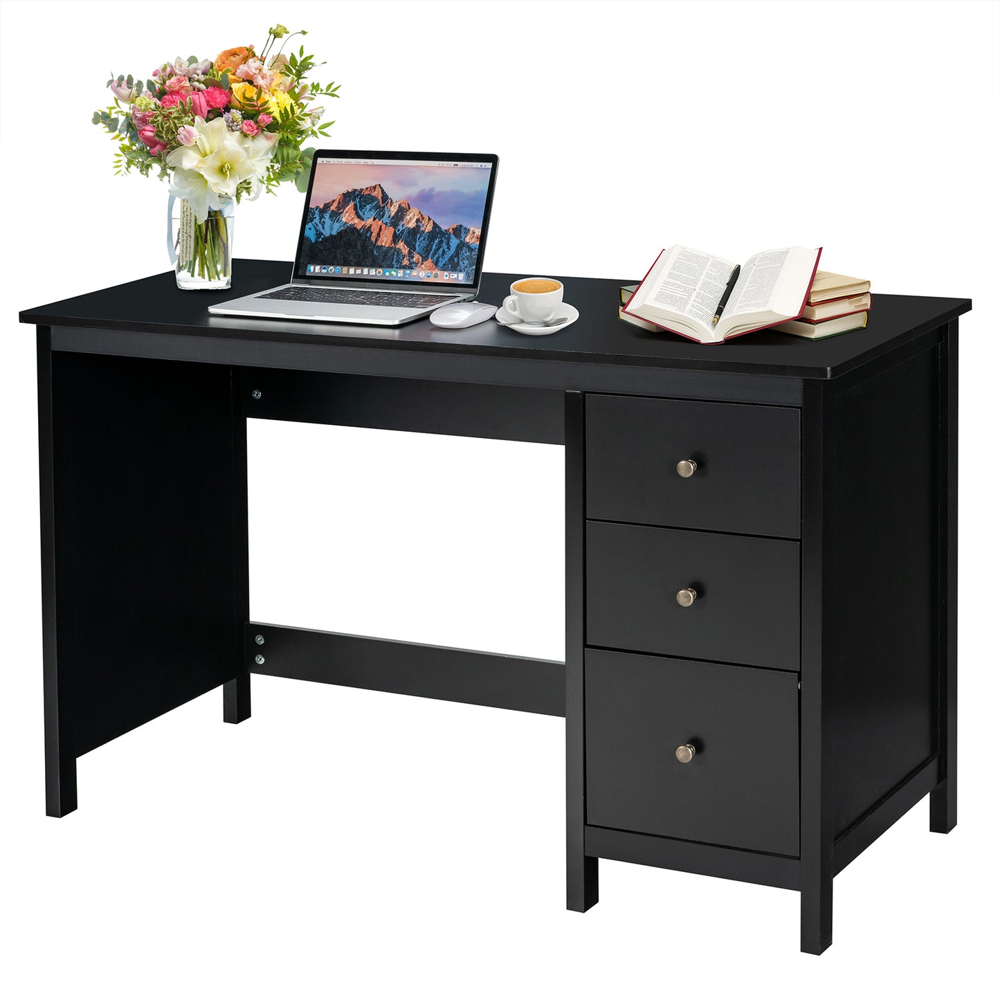 Topbuy Computer Desk Writing Table w/3 Drawers Workstation for Home Office White/Black