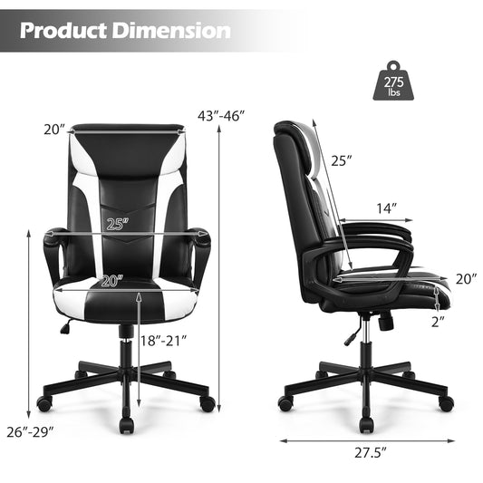 Topbuy Office Chair Ergonomic Desks Chair Swivel Computer Chair w/Armrests White/Red/Blue