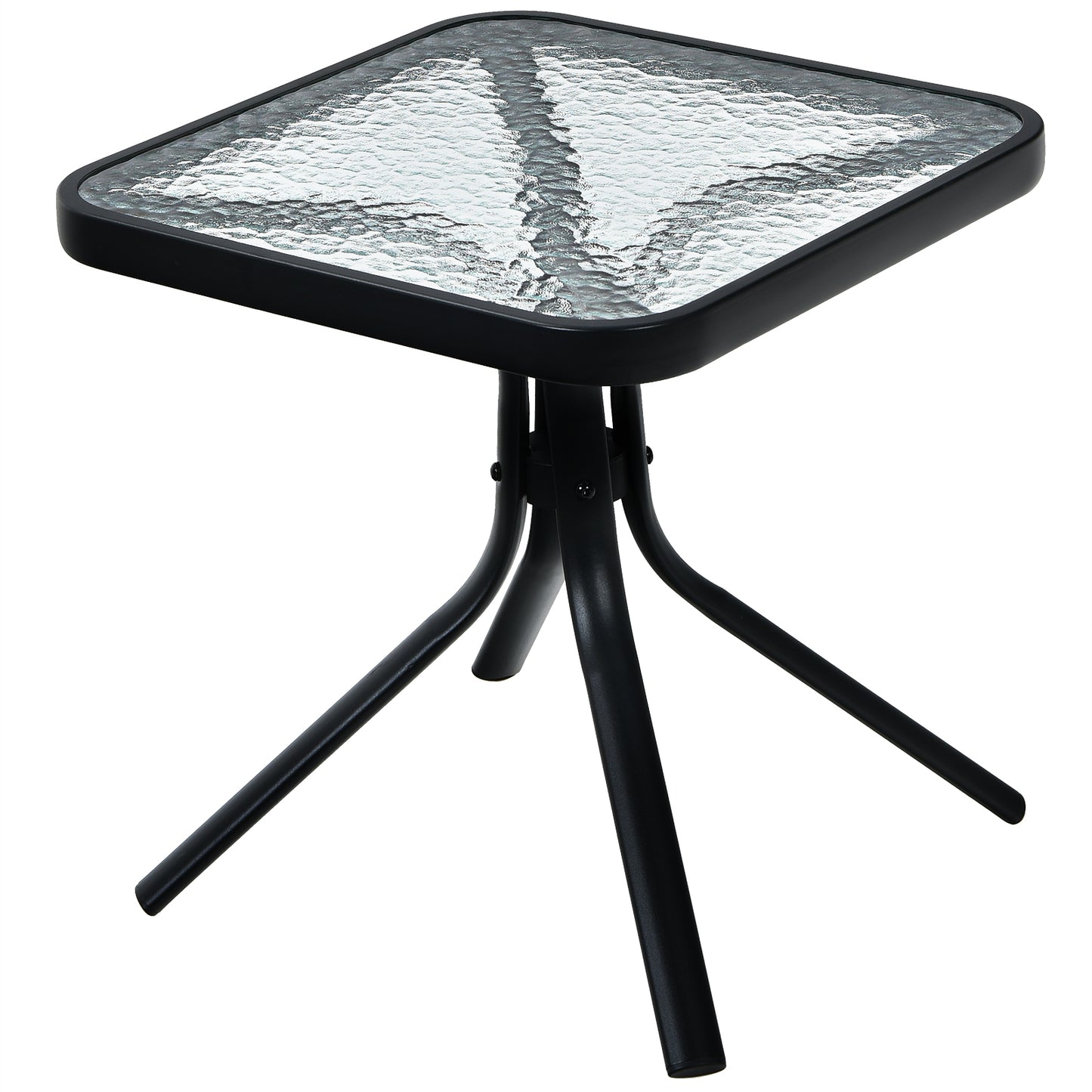 Topbuy Patio End Table Outdoor Metal Square Side Table w/Tempered Glass Tabletop Black