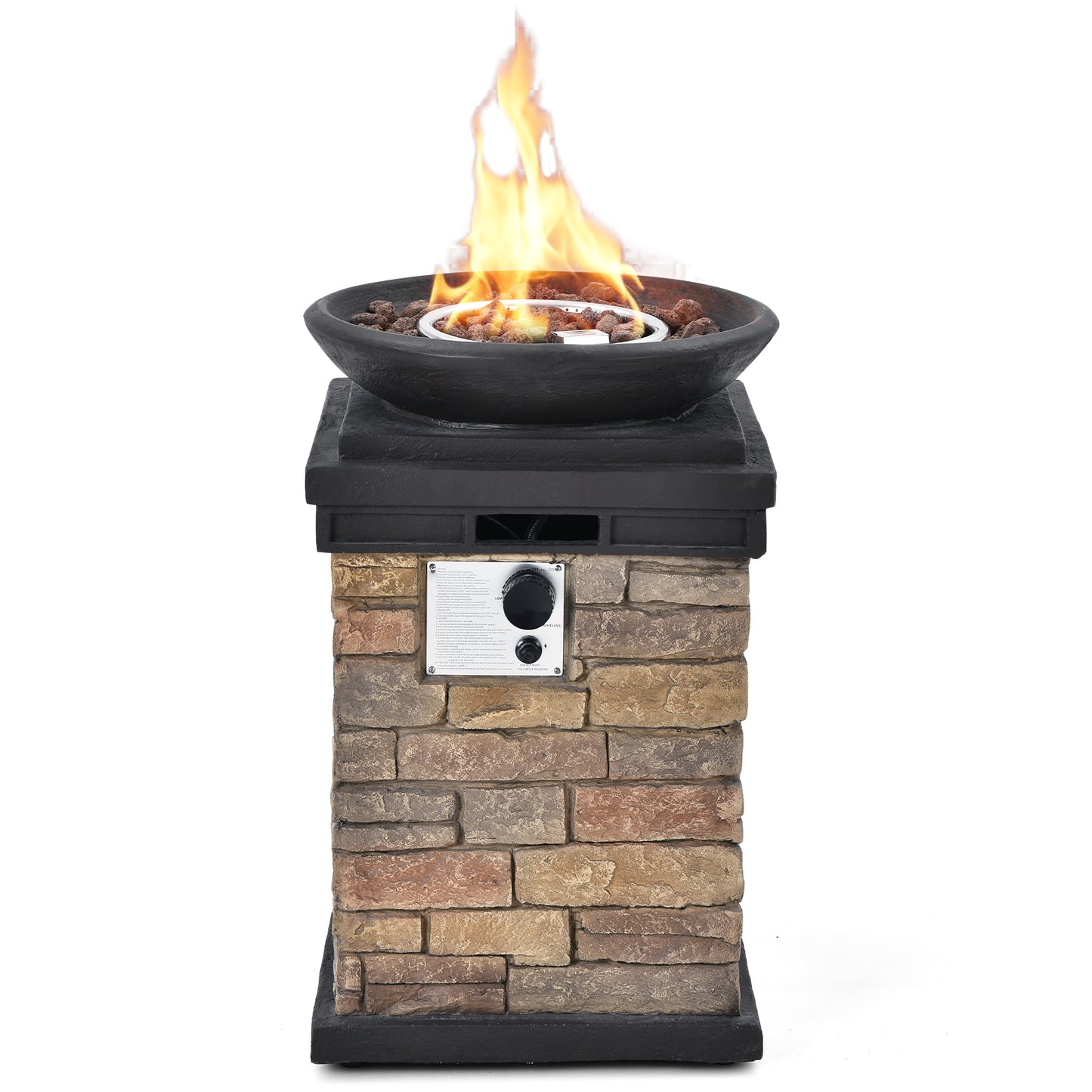 Topbuy Outdoor 40, 000BTU Propane Fire bowl Column Fire Pit Heater w/PVC cover & Lava Rocks