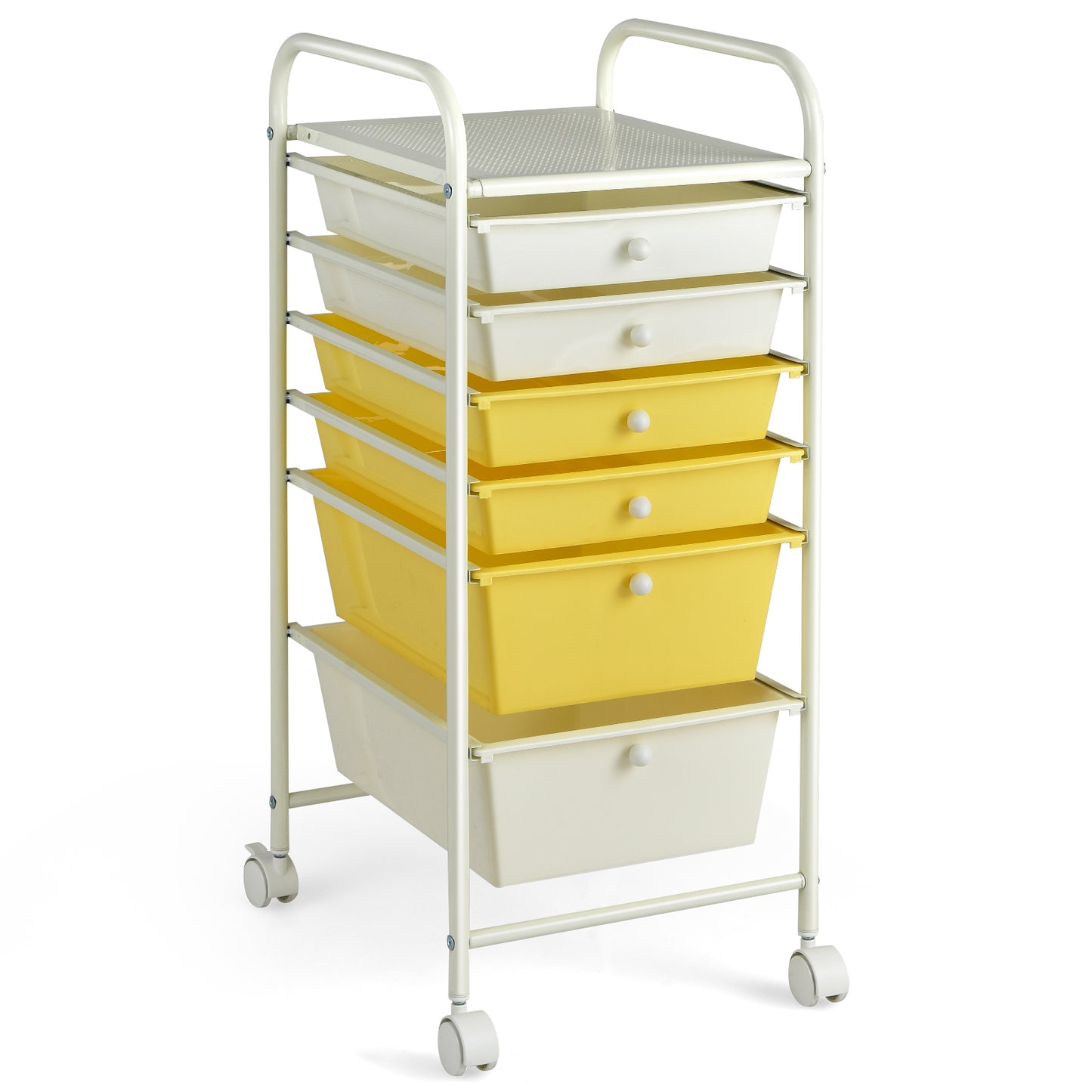 Topbuy 6 Drawer Scrapbook Paper Organizer Rolling Storage Cart for Office School Yellow