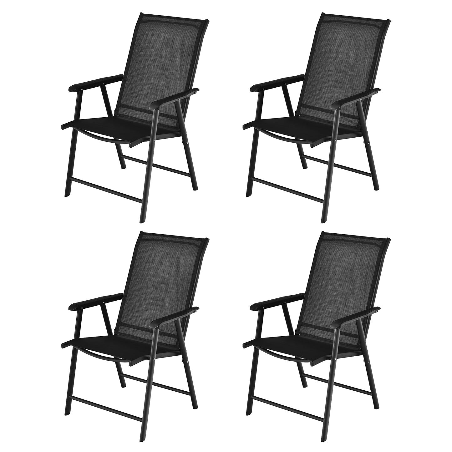 Patiojoy 4PCS Patio Dining Chairs Lawn Chair with Armrest Portable Folding Chairs for Camping