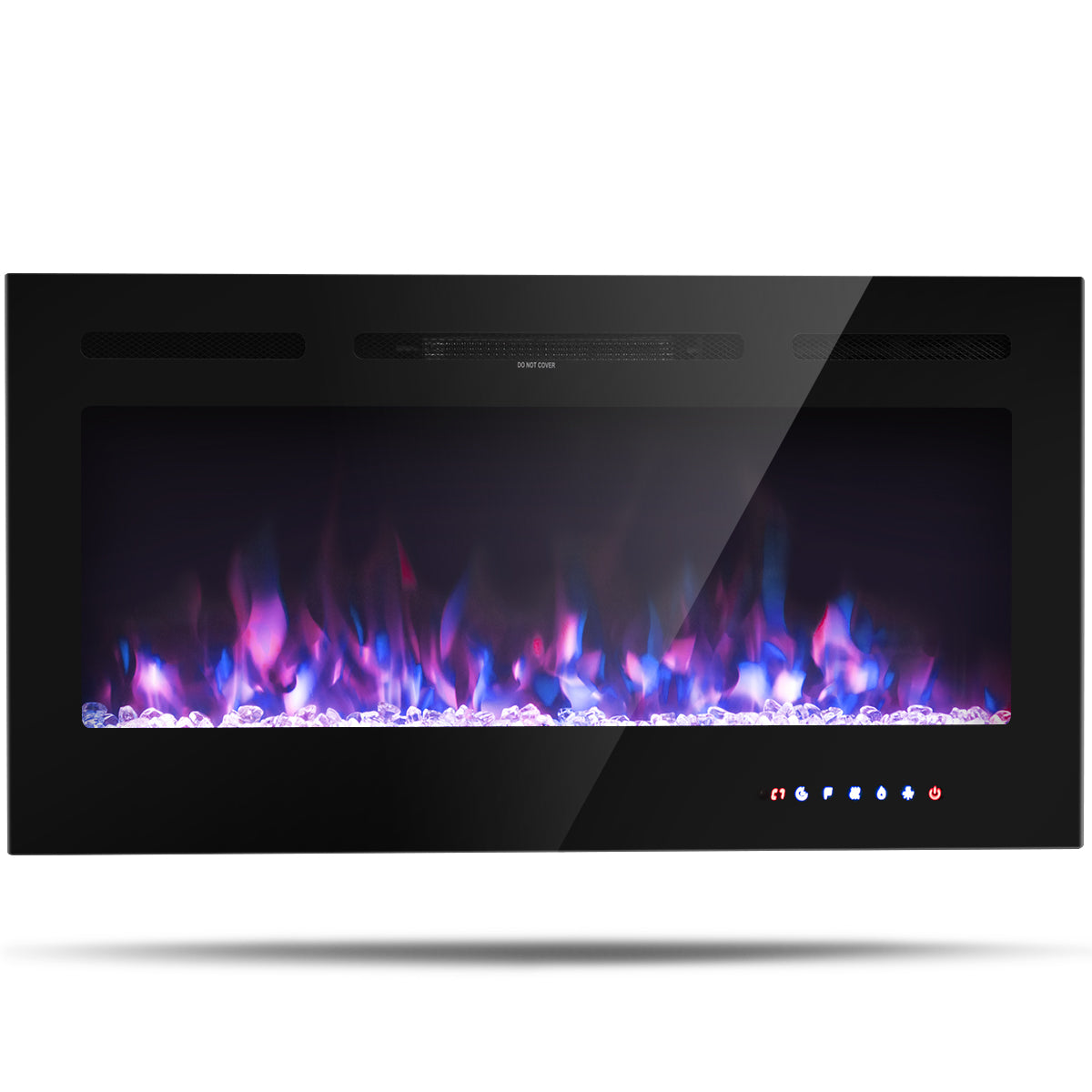 Topbuy 36''/40''/50'' Recessed Electric Fireplace Wall Mounted Heater w/Remote Control 750W/1500W mode Adjustable Flame