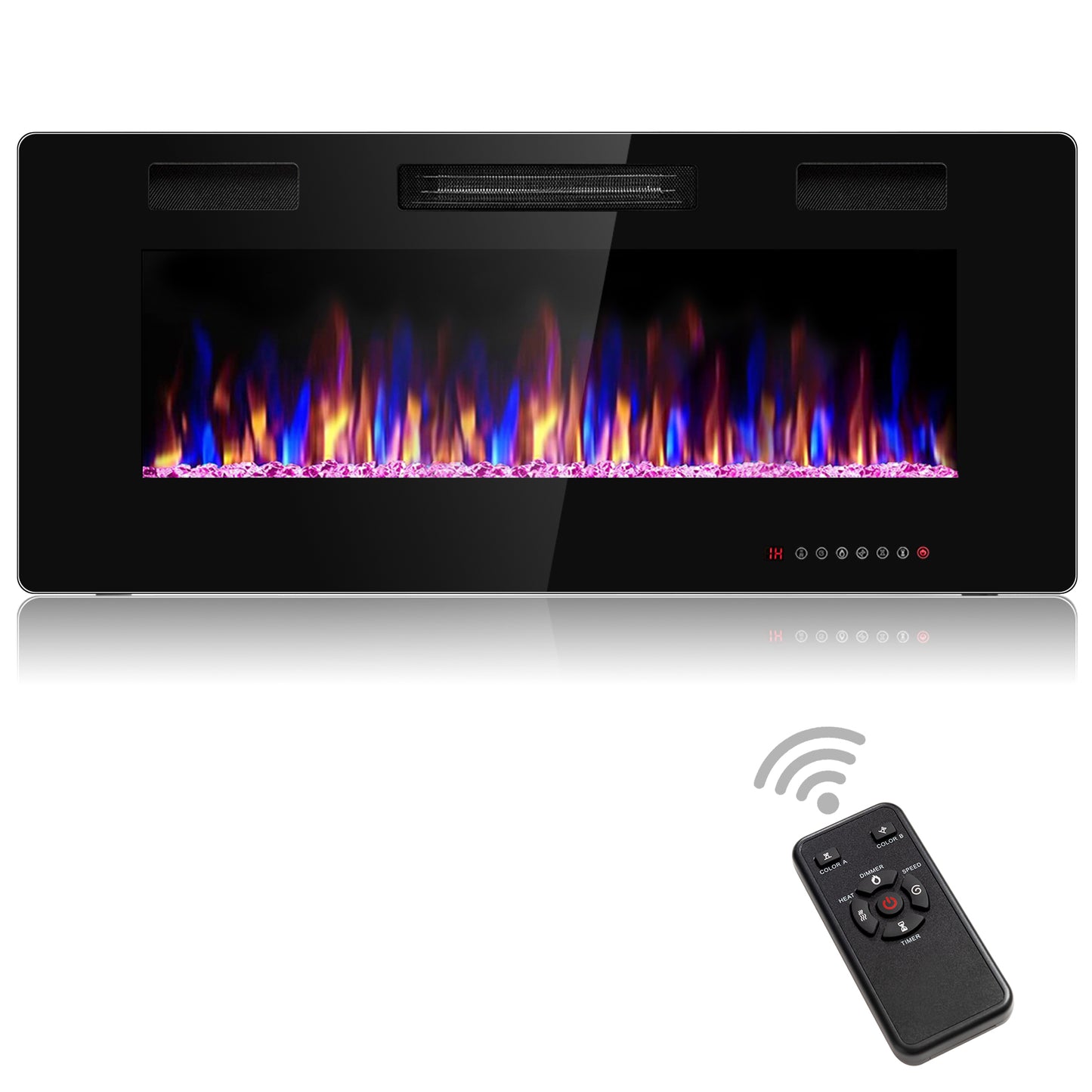 Topbuy 30''/36''/42''/50''/60'' Recessed Electric Fireplace 750W/1500W heater in Wall Remote Control w/Timer Available Flame Color