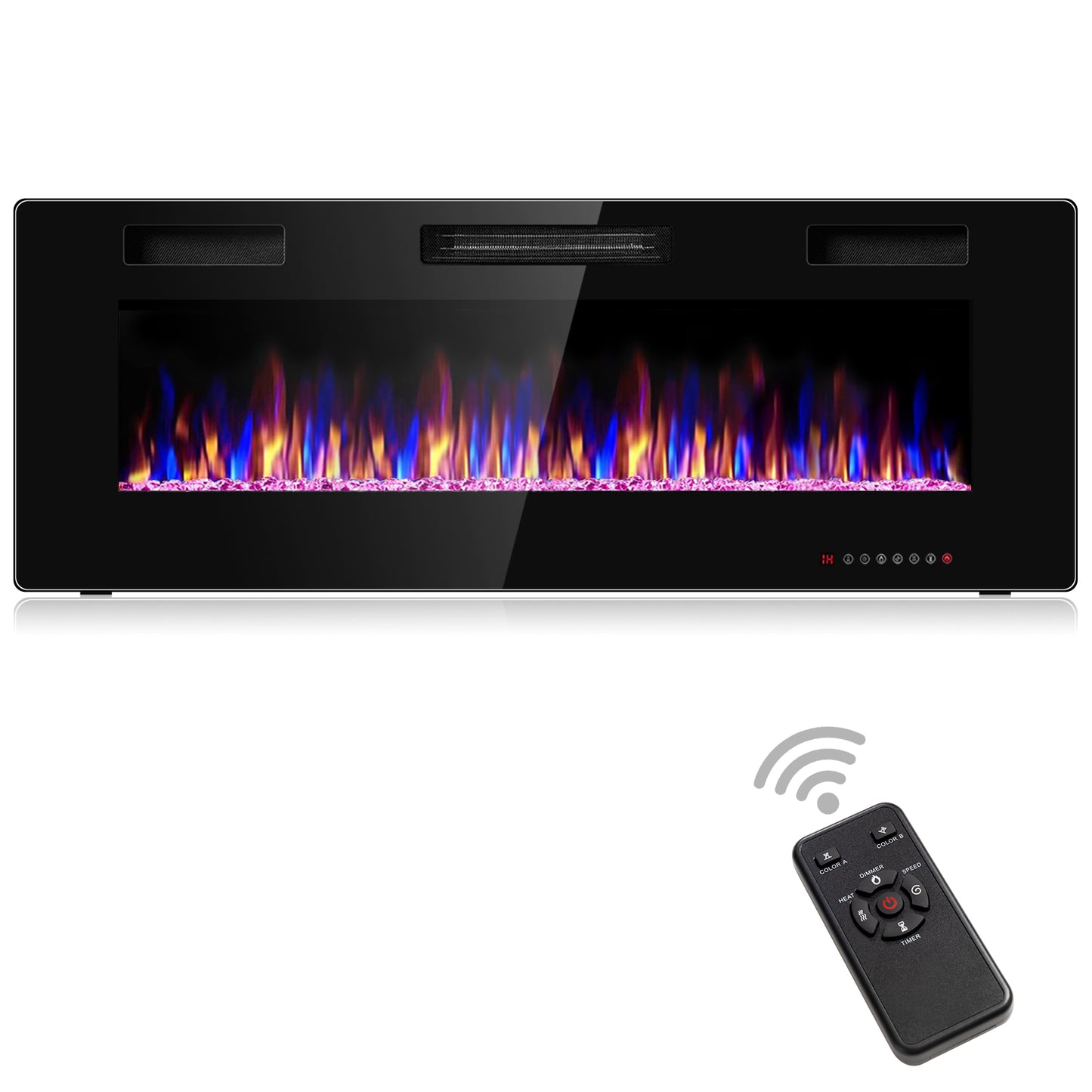 Topbuy 30''/36''/42''/50''/60'' Recessed Electric Fireplace 750W/1500W heater in Wall Remote Control w/Timer Available Flame Color