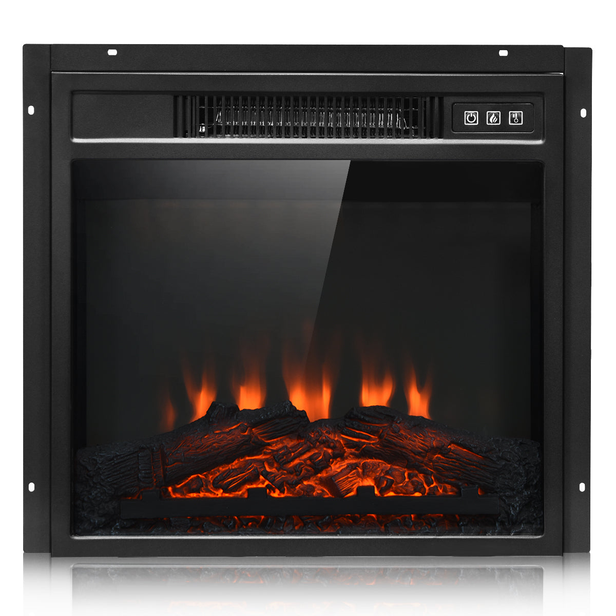 Topbuy 18'' Electric Fireplace Heater Freestanding & Recessed Electric Stove Heater w/Adjustable LED Flame