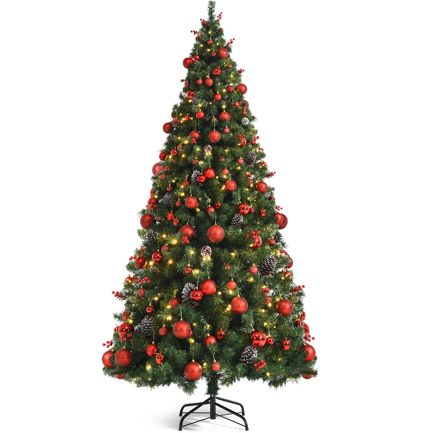 Topbuy 5ft/6ft/7ft Pre-lit Christmas Tree Artificial Christmas Tree Includes 150/250/350 LED Lights & 552/802/1178 Branch Tips