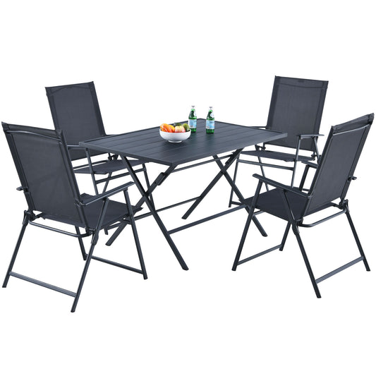 Patiojoy 5 PCS Patio Dining Furniture Set Outdoor Table & Chair Set w/Folding Table