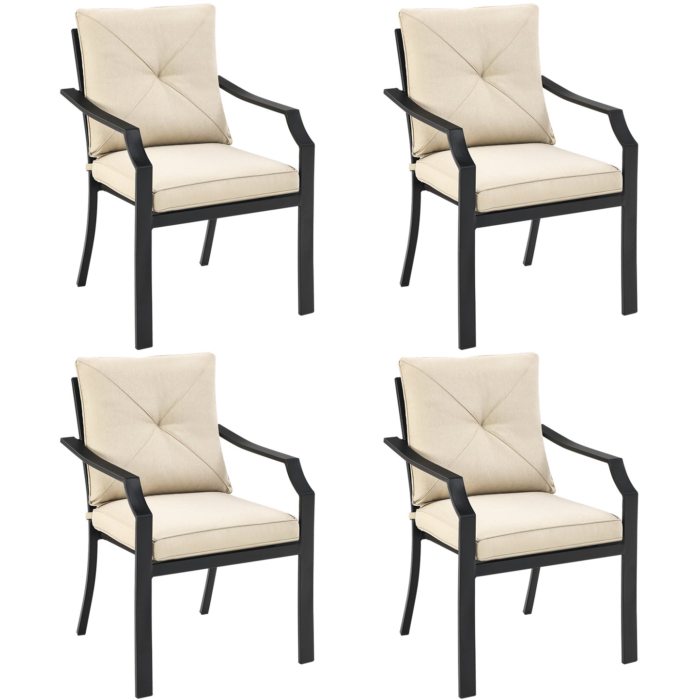 Patiojoy 4 PCS Patio Dinning Chairs Cushioned Chairs w/Steel Frame for Garden Backyard & Poolside