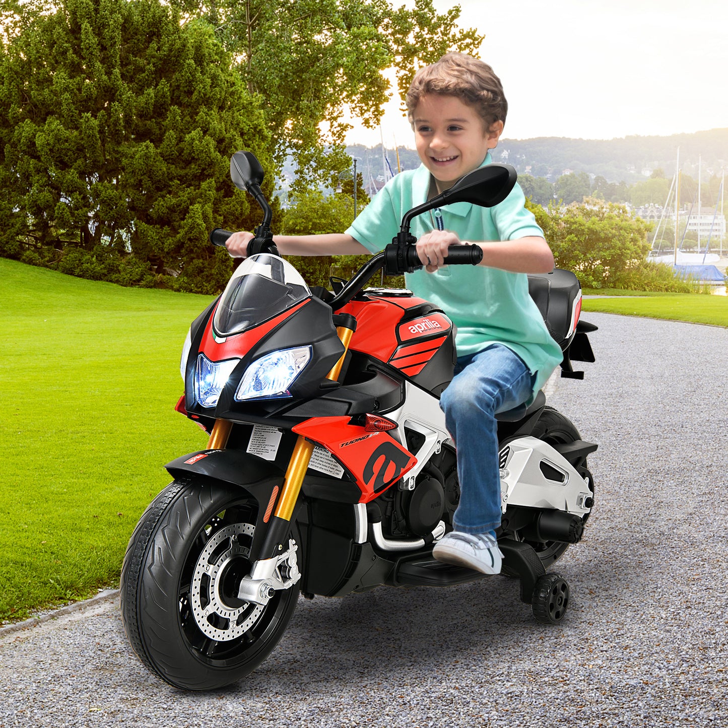 Topbuy Kids Electric Motorcycle Battery Powered Motorbike W/LED Lights Black/Red